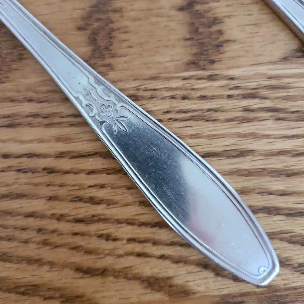 Vintage Wm. Rogers Princess Lady Doris Silver Plate Meat Fork and Serving Spoon